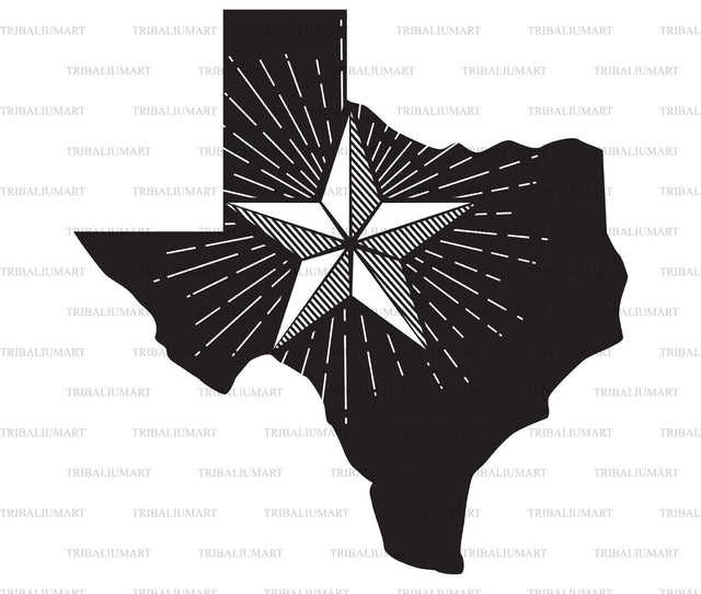 Texas map and star SVG TribaliumArtSF 