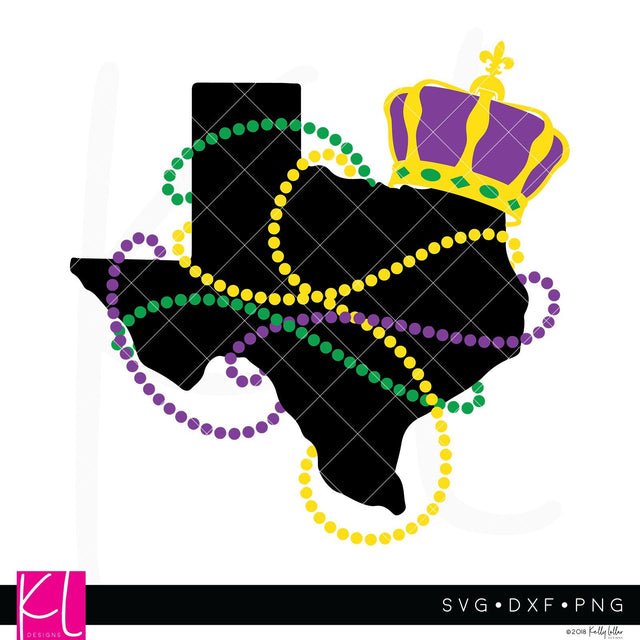 Texas Mardi Gras State SVG Kelly Lollar Designs 