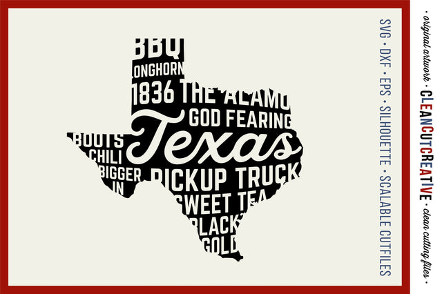 Texas State design - God fearing version - Word Art SVG file SVG CleanCutCreative 