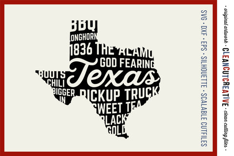 Texas State design - God fearing version - Word Art SVG file SVG CleanCutCreative 