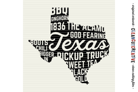 Texas State design - God fearing version - Word Art SVG file SVG CleanCutCreative 