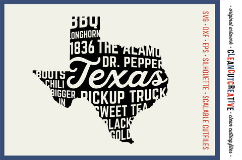 Texas State design - Word Art SVG file SVG CleanCutCreative 