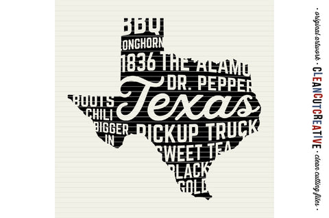 Texas State design - Word Art SVG file SVG CleanCutCreative 