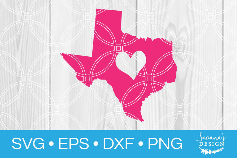 Texas State with Heart SVG SavanasDesign 