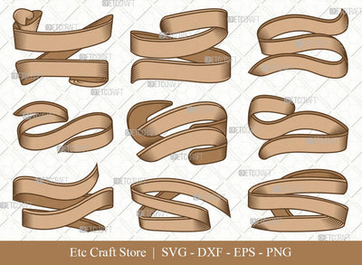Text Ribbon Clipart SVG Cut File | Text Banner Svg | Banner Ribbon | Birthday Banner Svg | Text Ribbon Bundle | Eps | Dxf | Png SVG ETC Craft 