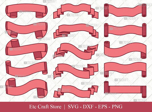 Text Ribbon Clipart SVG Cut File | Text Banner Svg | Banner Ribbon | Birthday Banner Svg | Text Ribbon Bundle | Eps | Dxf | Png SVG ETC Craft 