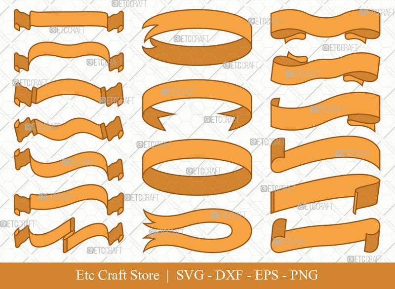 Text Ribbon Clipart SVG Cut File | Text Banner Svg | Banner Ribbon | Birthday Banner Svg | Text Ribbon Bundle | Eps | Dxf | Png SVG ETC Craft 