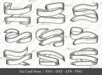 Text Ribbon Outline SVG Cut File | Text Banner Svg | Banner Ribbon | Birthday Banner Svg | Text Ribbon Bundle | Eps | Dxf | Png SVG ETC Craft 