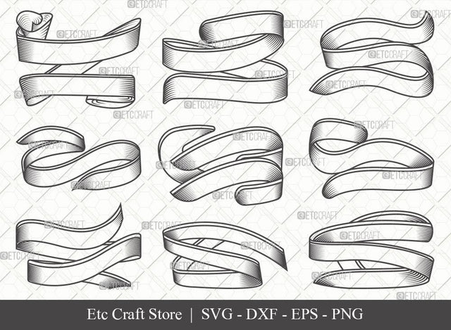 Text Ribbon Outline SVG Cut File | Text Banner Svg | Banner Ribbon | Birthday Banner Svg | Text Ribbon Bundle | Eps | Dxf | Png SVG ETC Craft 