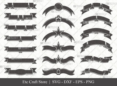 Text Ribbon Silhouette SVG Cut File | Text Banner Svg | Banner Ribbon | Birthday Banner Svg | Text Ribbon Bundle | Eps | Dxf | Png SVG ETC Craft 