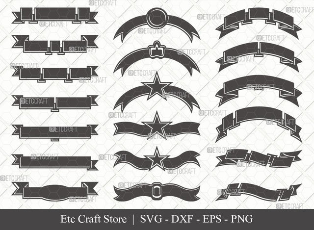 Text Ribbon Silhouette SVG Cut File | Text Banner Svg | Banner Ribbon | Birthday Banner Svg | Text Ribbon Bundle | Eps | Dxf | Png SVG ETC Craft 