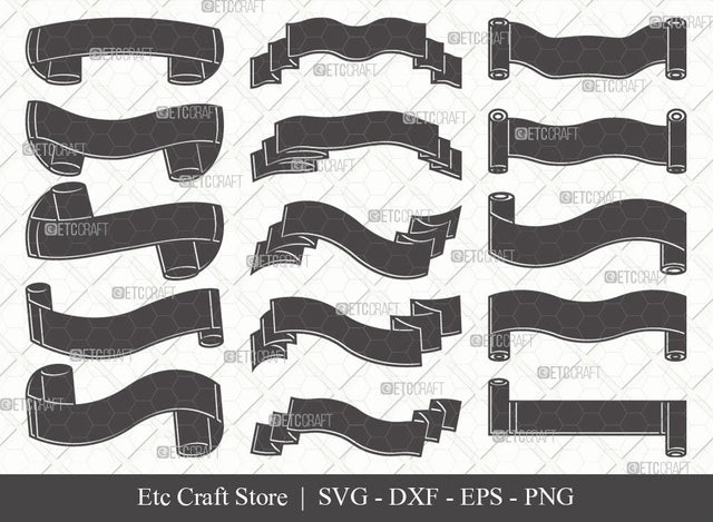 Text Ribbon Silhouette SVG Cut File | Text Banner Svg | Banner Ribbon | Birthday Banner Svg | Text Ribbon Bundle | Eps | Dxf | Png SVG ETC Craft 