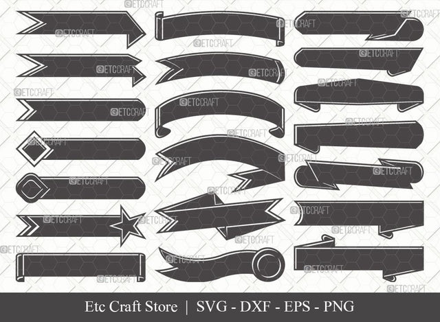 Text Ribbon Silhouette SVG Cut File | Text Banner Svg | Banner Ribbon | Birthday Banner Svg | Text Ribbon Bundle | Eps | Dxf | Png SVG ETC Craft 