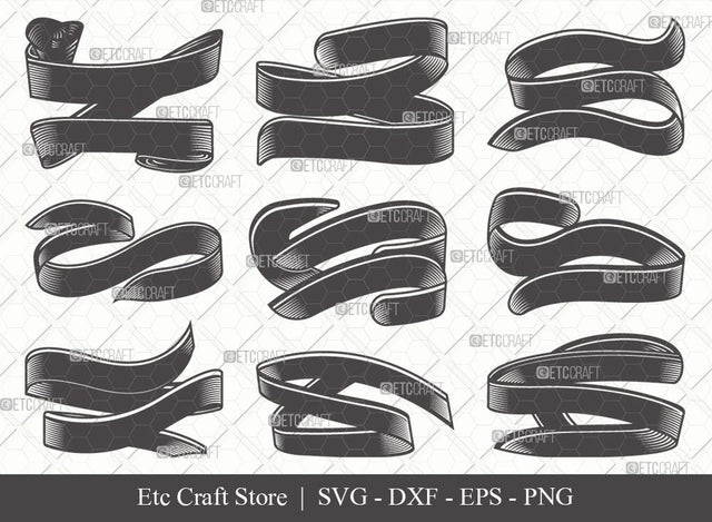 Text Ribbon Silhouette SVG Cut File | Text Banner Svg | Banner Ribbon | Birthday Banner Svg | Text Ribbon Bundle | Eps | Dxf | Png SVG ETC Craft 