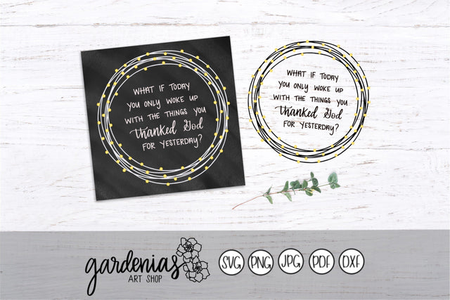 Thank God Stringy Lights Frame SVG Gardenias Art Shop 