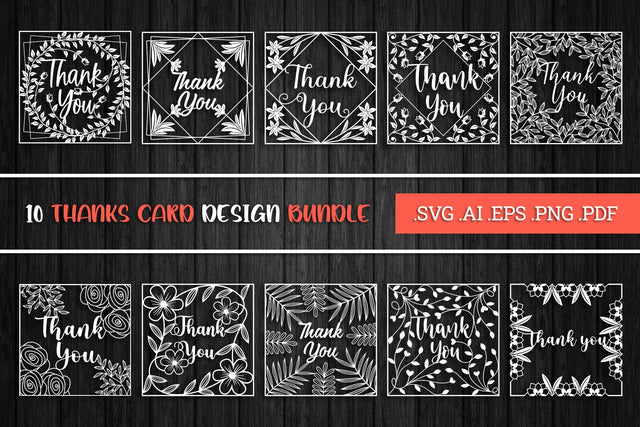 Thank You Cards Paper Cut Bundle SVG SVG Slim Studio 