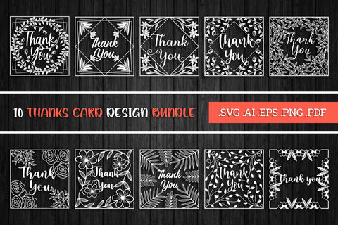 Thank You Cards Paper Cut Bundle SVG SVG Slim Studio 