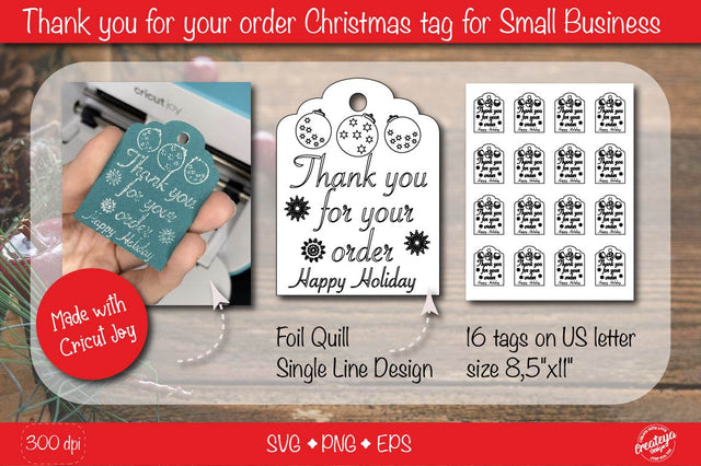 Thank you for your order| Christmas Thank you tags| Foil quill design SVG Createya Design 