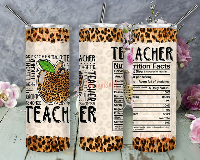 Thank You Gifts Back to School Teacher Nutrition, Teacher Appreciation 20oz Skinny Tumbler Wrap, Teacher Life Sublimation Design Sublimation DesignSVG 