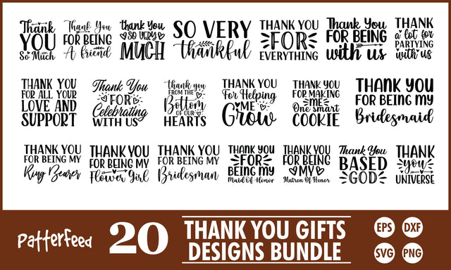 Thank You Gifts SVG Designs Bundle SVG PatternFeed8 