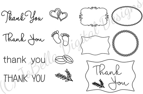 Thank You Kit - 13 Foil Quill / Single Line Sketch Mix and Match Designs SVG JoBella Digital Designs 