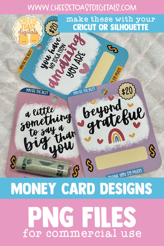 Thank You Money Card PNG Designs | Printable Thank You Cards Sublimation Cheese Toast Digitals 