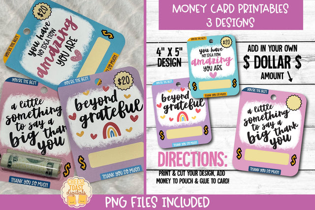 Thank You Money Card PNG Designs | Printable Thank You Cards Sublimation Cheese Toast Digitals 