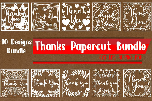 Thank You Papercut Bundle - 10 Design 3D Paper zafrans studio 