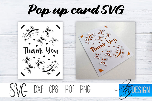 Thank You Pop Up Card SVG, Pop-Up Greeting Card, Cricut Pop Up Card, Thank You Day Svg, Valentines 3D Card, Birthday SVG Card, Mothers SVG SVG Fly Design 
