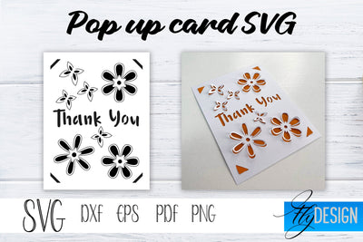 Thank You Pop Up Card SVG, Pop-Up Greeting Card, Cricut Pop Up Card, Thank You Day Svg, Valentines 3D Card, Birthday SVG Card, Mothers SVG SVG Fly Design 