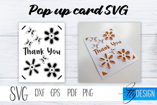 Thank You Pop Up Card SVG, Pop-Up Greeting Card, Cricut Pop Up Card, Thank You Day Svg, Valentines 3D Card, Birthday SVG Card, Mothers SVG SVG Fly Design 