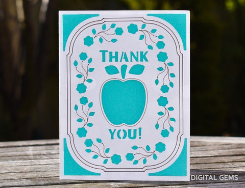 Thank you teacher, apple card design. SVG Digital Gems 