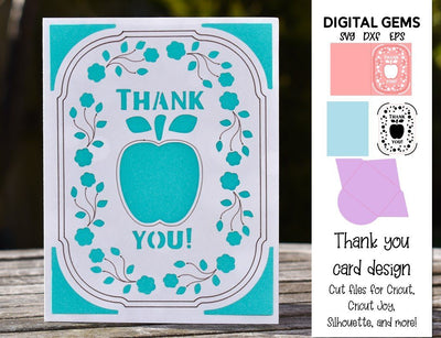 Thank you teacher, apple card design. SVG Digital Gems 