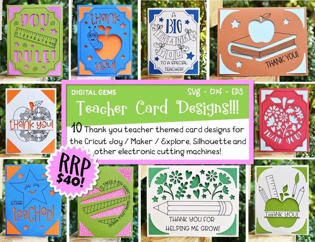 Thank you teacher card designs! SVG Digital Gems 