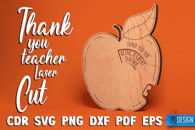 Thank You Teacher Laser Cut SVG | Teacher SVG Design | CNC Files SVG Fly Design 