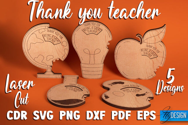 Thank You Teacher Laser Cut SVG | Teacher SVG Design | CNC Files SVG Fly Design 