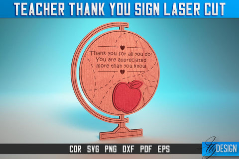 Thank You Teacher Sign Laser Cut SVG Bundle | Customizable Design SVG Fly Design 
