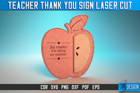Thank You Teacher Sign Laser Cut SVG | Teacher Laser Cut SVG Design | CNC Files SVG Fly Design 