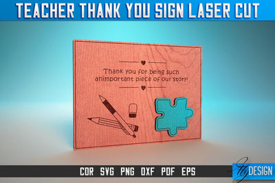 Thank You Teacher Sign Laser Cut SVG | Teacher Laser Cut SVG Design | CNC Files SVG Fly Design 