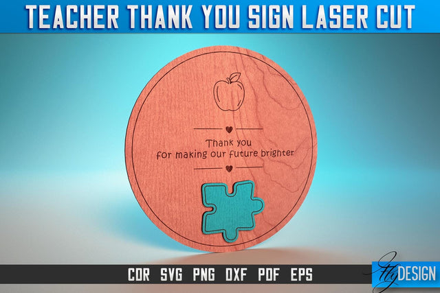 Thank You Teacher Sign Laser Cut SVG | Teacher Laser Cut SVG Design | CNC Files SVG Fly Design 