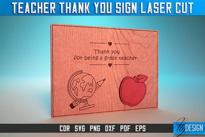 Thank You Teacher Sign Laser Cut SVG | Teacher Laser Cut SVG Design | CNC Files SVG Fly Design 
