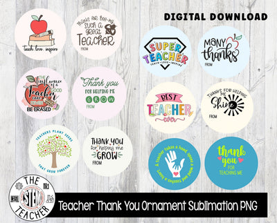 Thank you Teacher Sublimation Circle PNG | Teacher gift | Teacher Ornament | Teacher keyring Sublimation The STEM Teacher 