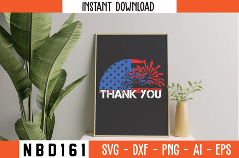 thank you usa flag T-Shirt Design SVG Nbd161 