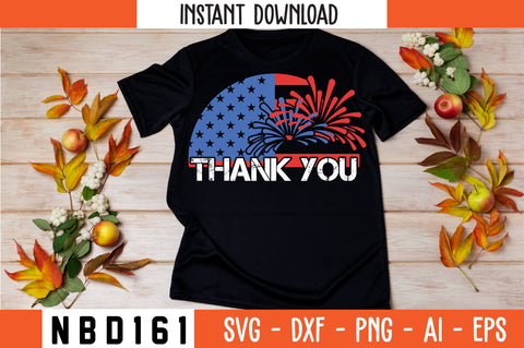 thank you usa flag T-Shirt Design SVG Nbd161 