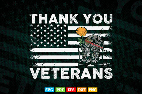 Thank you veterans Combat Boots Poppy Flower Veteran Day 4th Of July Svg Png Files SVG DesignDestine 