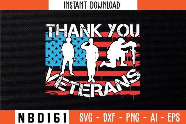THANK YOU VETERANS USA FLAG T-Shirt Design SVG Nbd161 