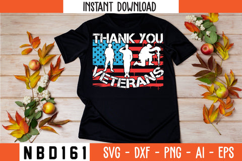 THANK YOU VETERANS USA FLAG T-Shirt Design SVG Nbd161 