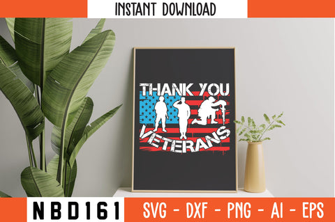 THANK YOU VETERANS USA FLAG T-Shirt Design SVG Nbd161 