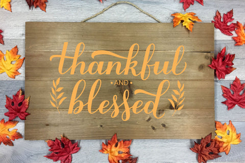 Thankful and Blessed calligraphy. Thanksgiving quote SVG SVG LaBelezoka 