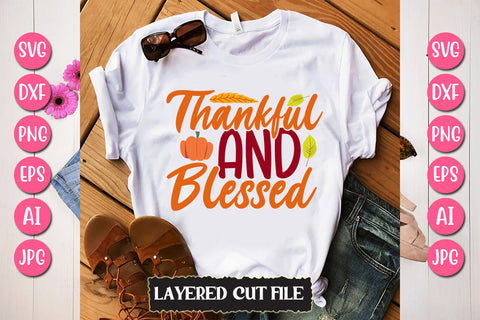 Thankful and Blessed SVG Cut File SVG Newmockups 